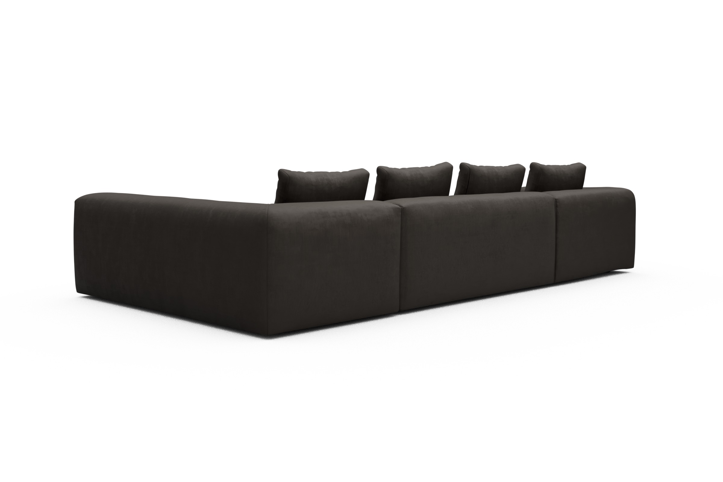 Wohnlandschaft Fred Chaiselongue links mit 2-Sitzer und lange Armlehne rechts Cordufine-Taupe
