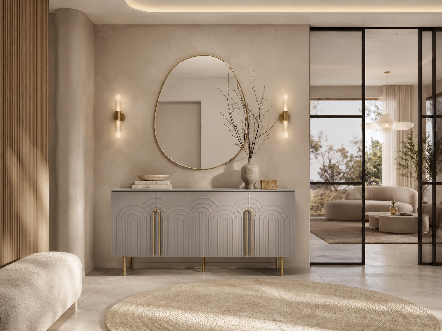 Livin Hill Sideboard Stilig, Beine Hellgrau/Goldfarben