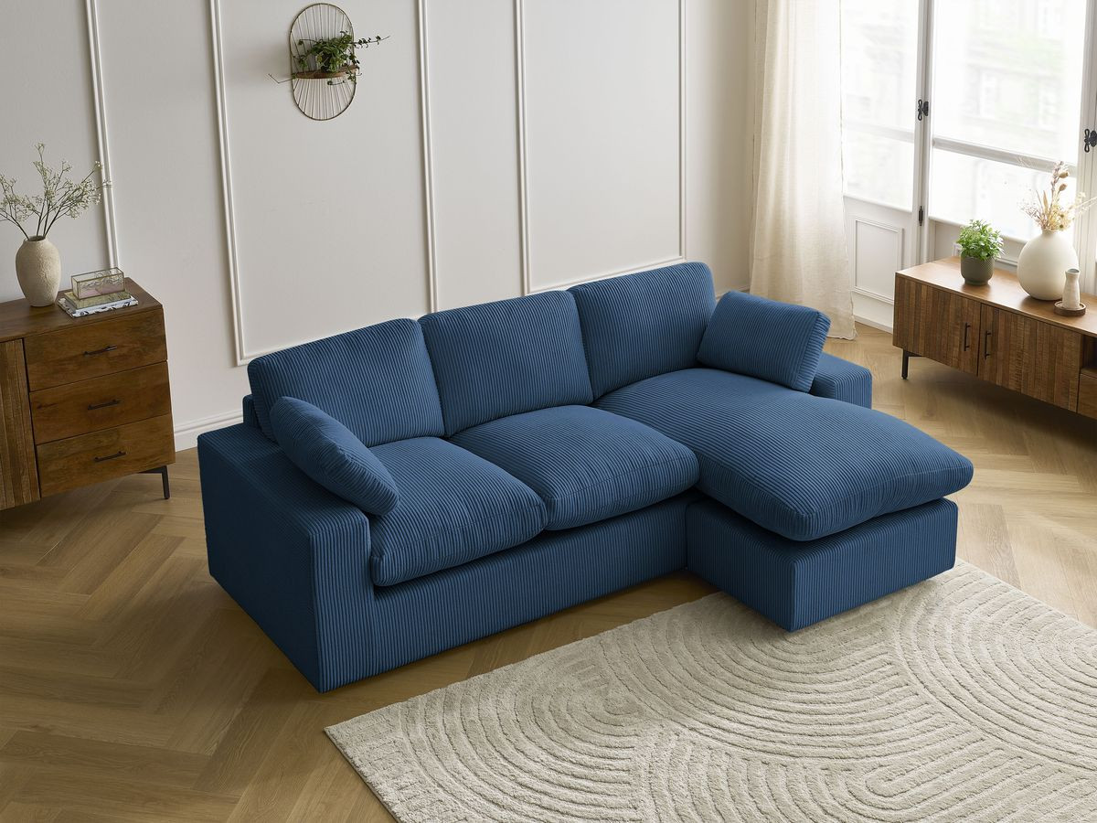 Bobochic Belair Ecksofa 220 × 139 cm Cordsamt Dunkelblau