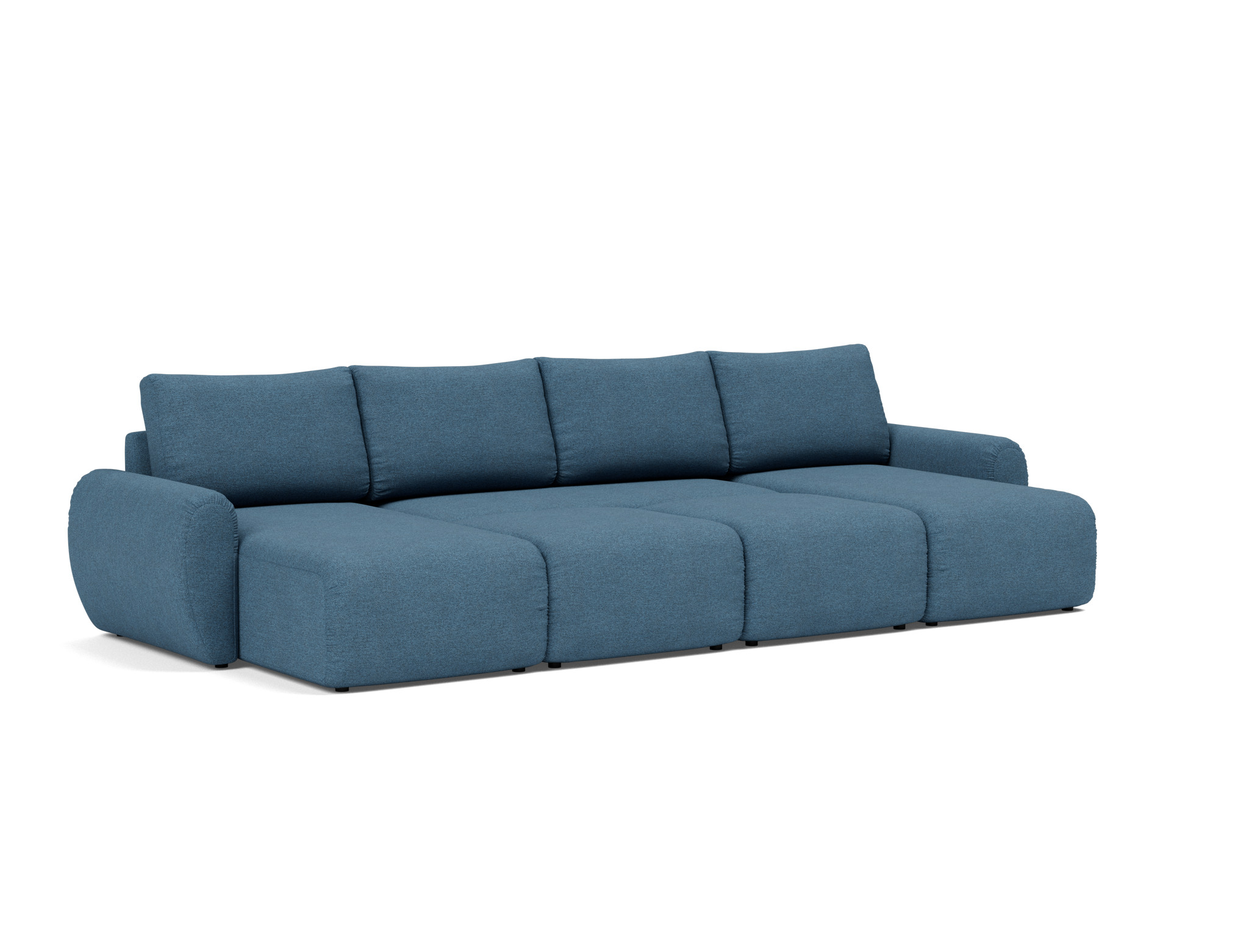 Schlafsofa Norum U-Form mit Curve-Armlehnen Strukturierter Stoff Weda 302-Weda-Blue