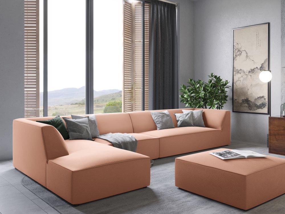 Cosmopolitan Design Ecksofa Siena 5-Sitzer Samt Salvador Rosa Links