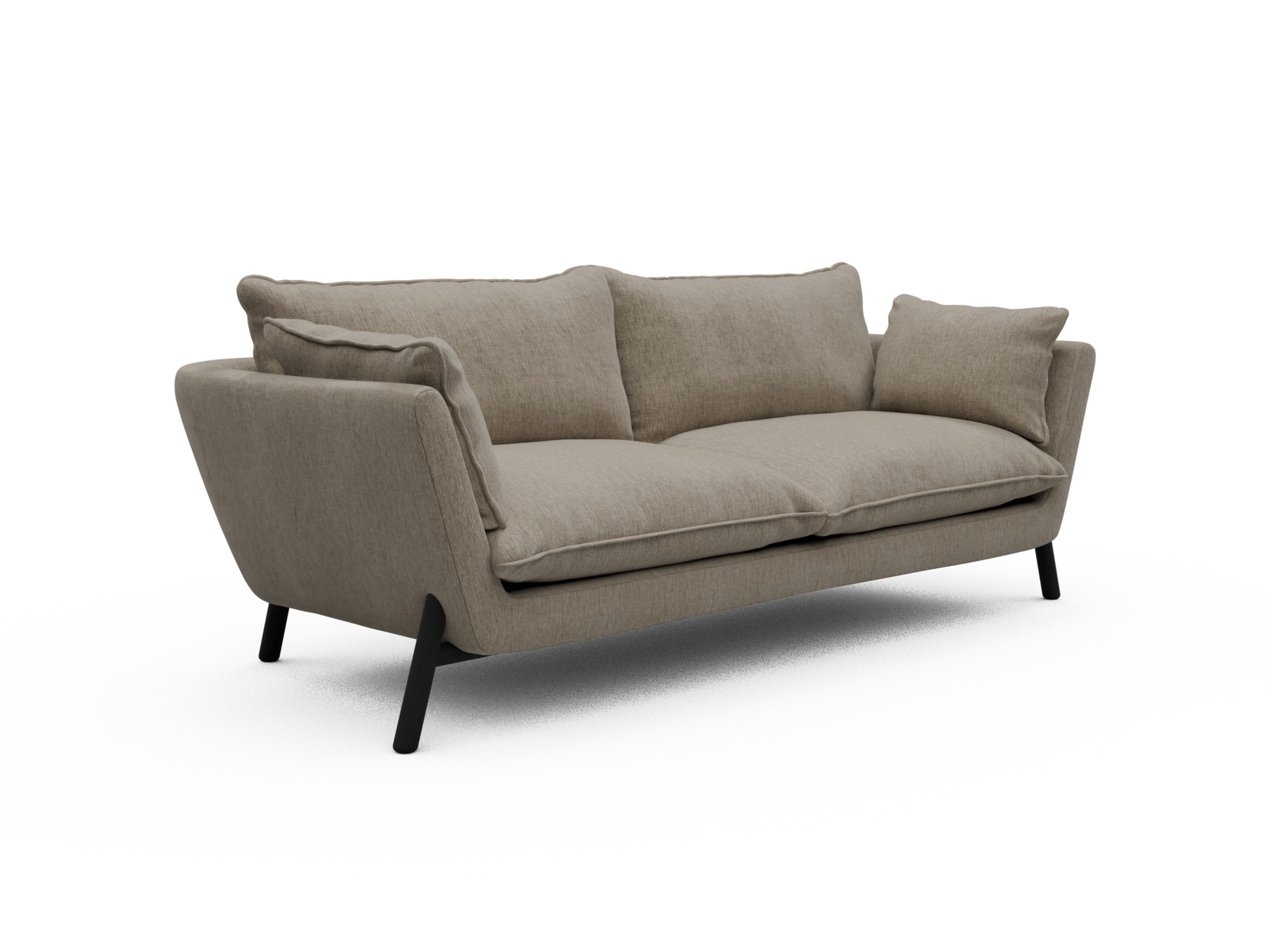 Skandi Home Sofa Emil Soft 3-Sitzer Beinfarbe Eiche Schwarz Smooth-Beige moebelfaktor