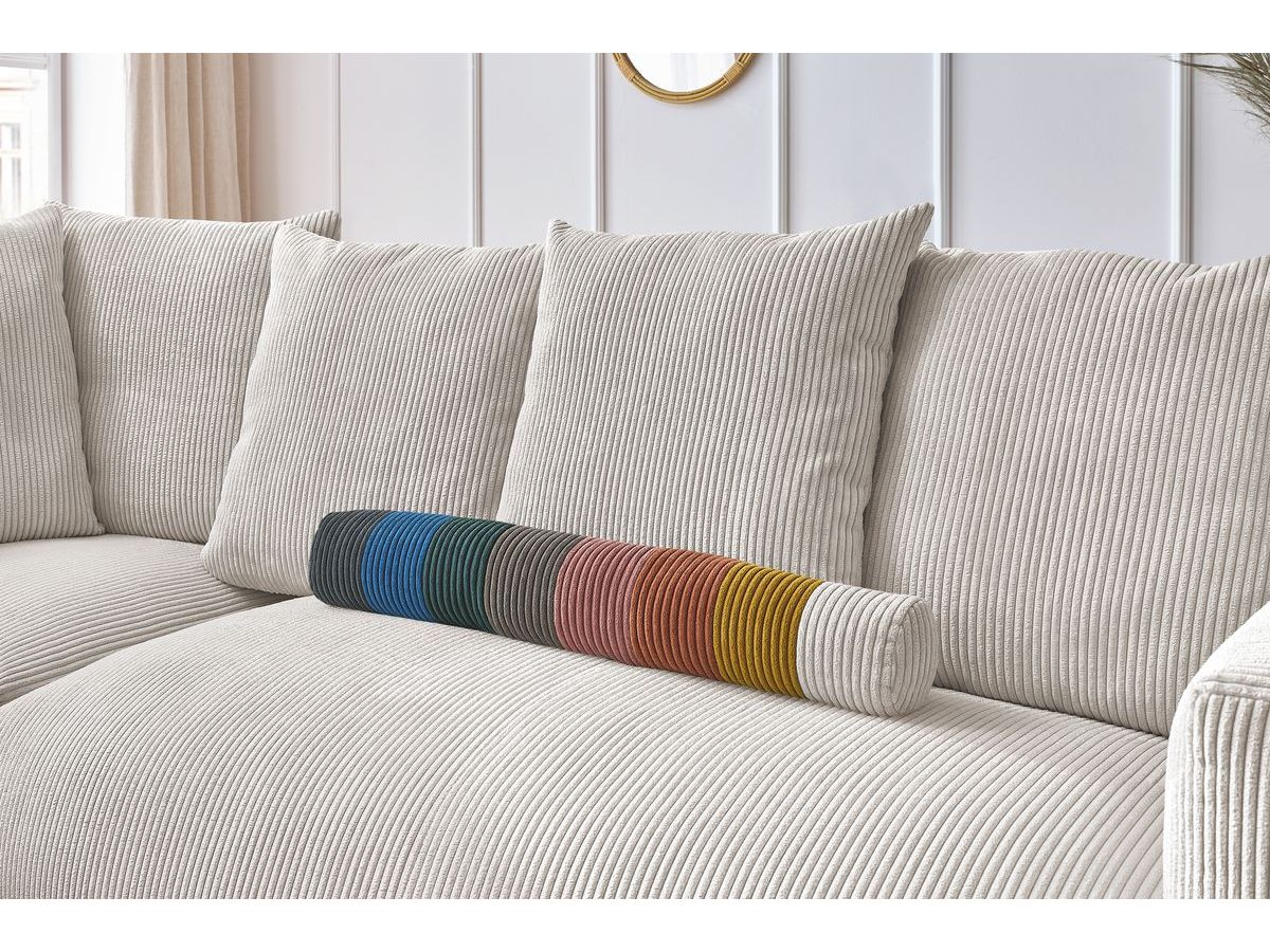 Bobochic Voltaire Ecksofa mit Pouf 268 × 214 cm Cordsamt Beige Ecke links