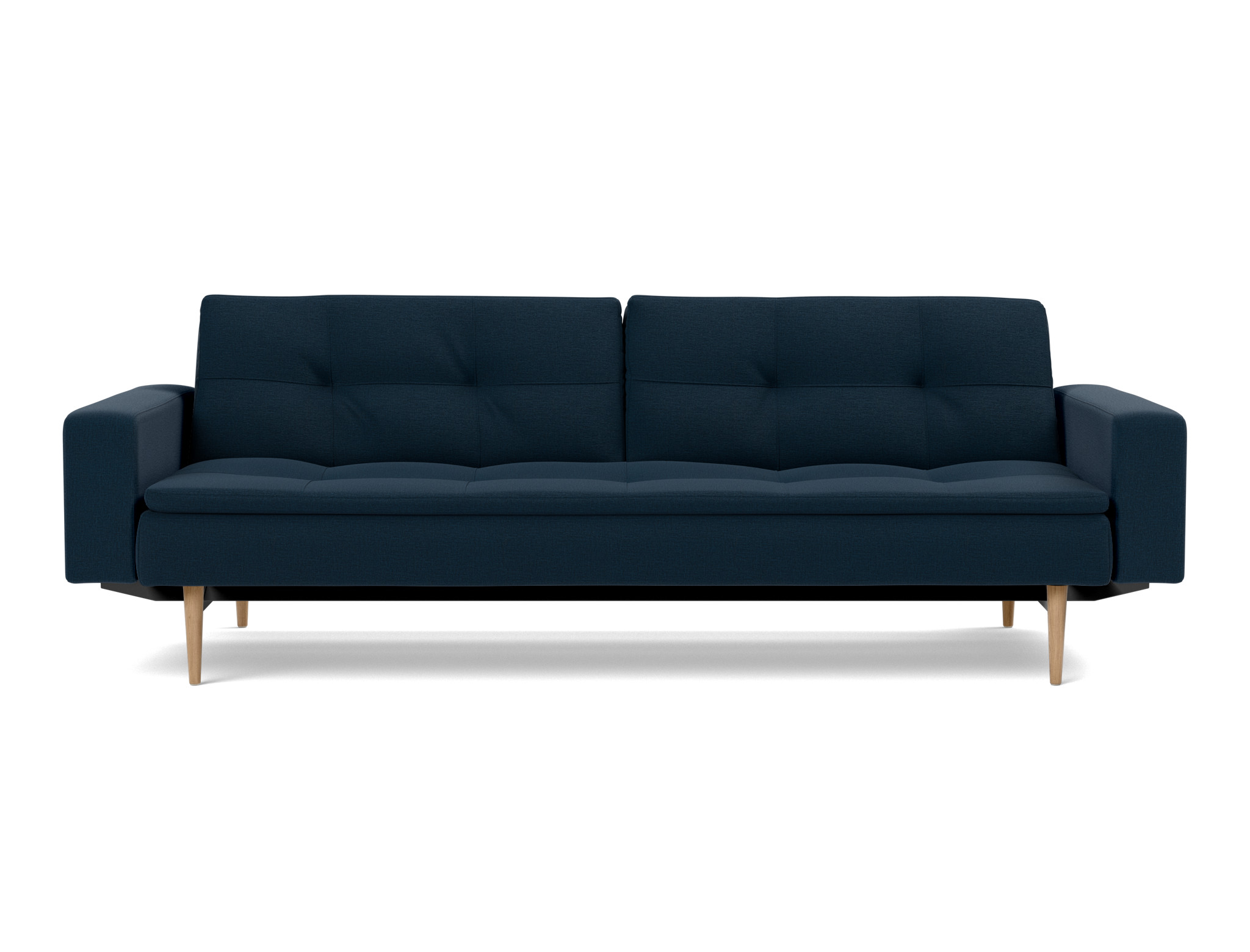Schlafsofa Dublexo mit Armlehnen Flachgewebe Mixed Dance 528-Blue Beine Styletto Eiche hell