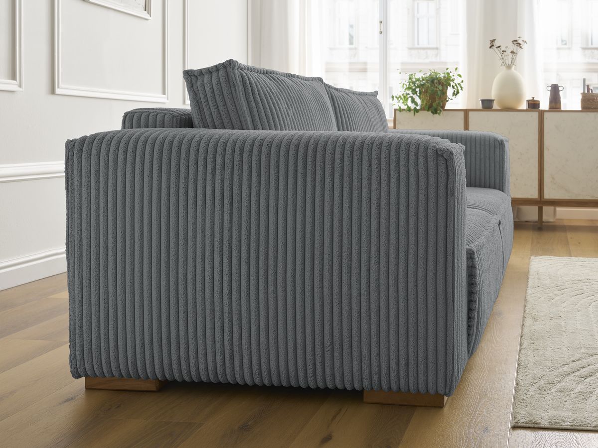 Bobochic Chelsea Sofa 2-Sitzer Breitcord weich Dunkelgrau