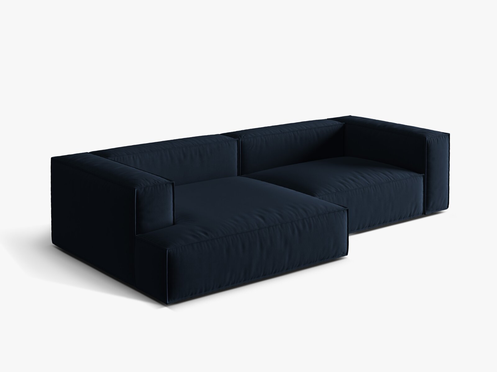 Micadoni Ecksofa Nuria 4-Sitzer Links Samt Dunkelblau