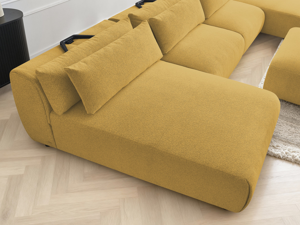Bobochic Jana Wohnlandschaft mit kleinem Pouf Melange-Stoff Gelb