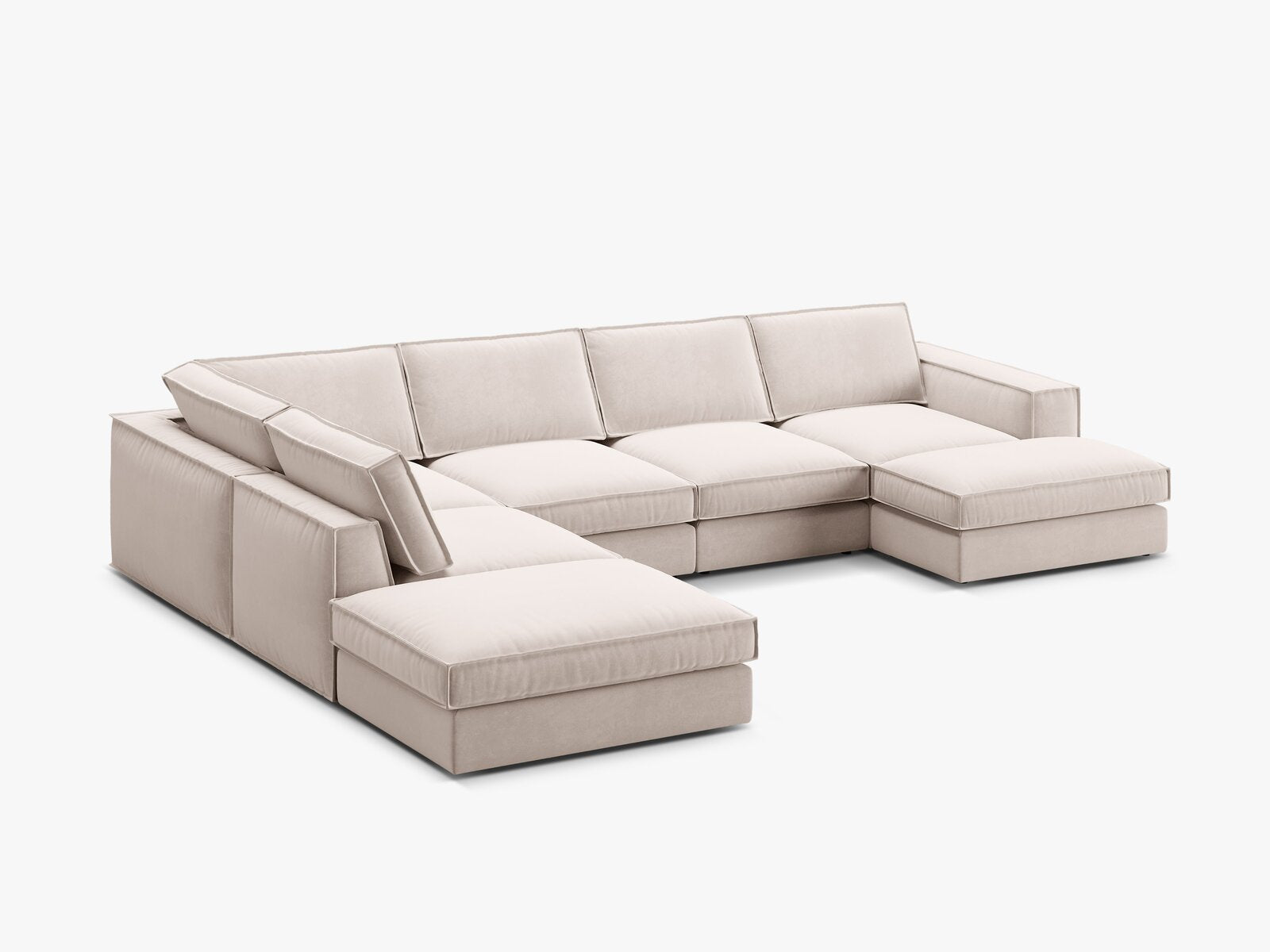Micadoni modulares Panorama Ecksofa Pola 5-Sitzer Links Samt Salvador Beige