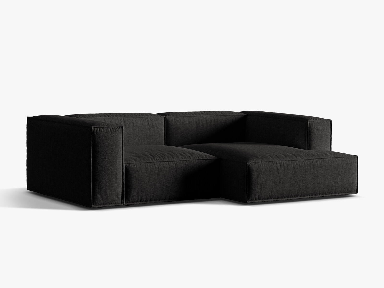 Micadoni Ecksofa Nuria 3-Sitzer Rechts Strukturierter Stoff Schwarz