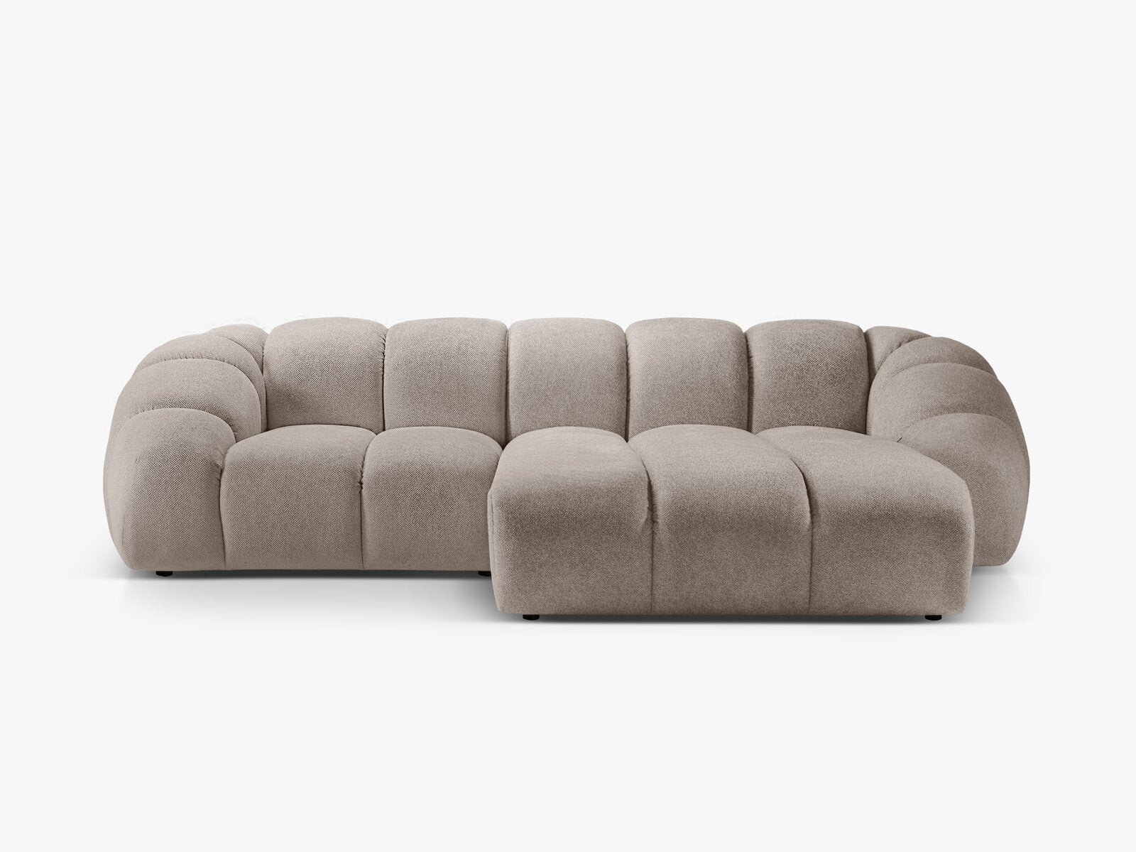 Micadoni Ecksofa Diana 3-Sitzer Rechts Strukturierter Samt Bubble Dunkelbeige