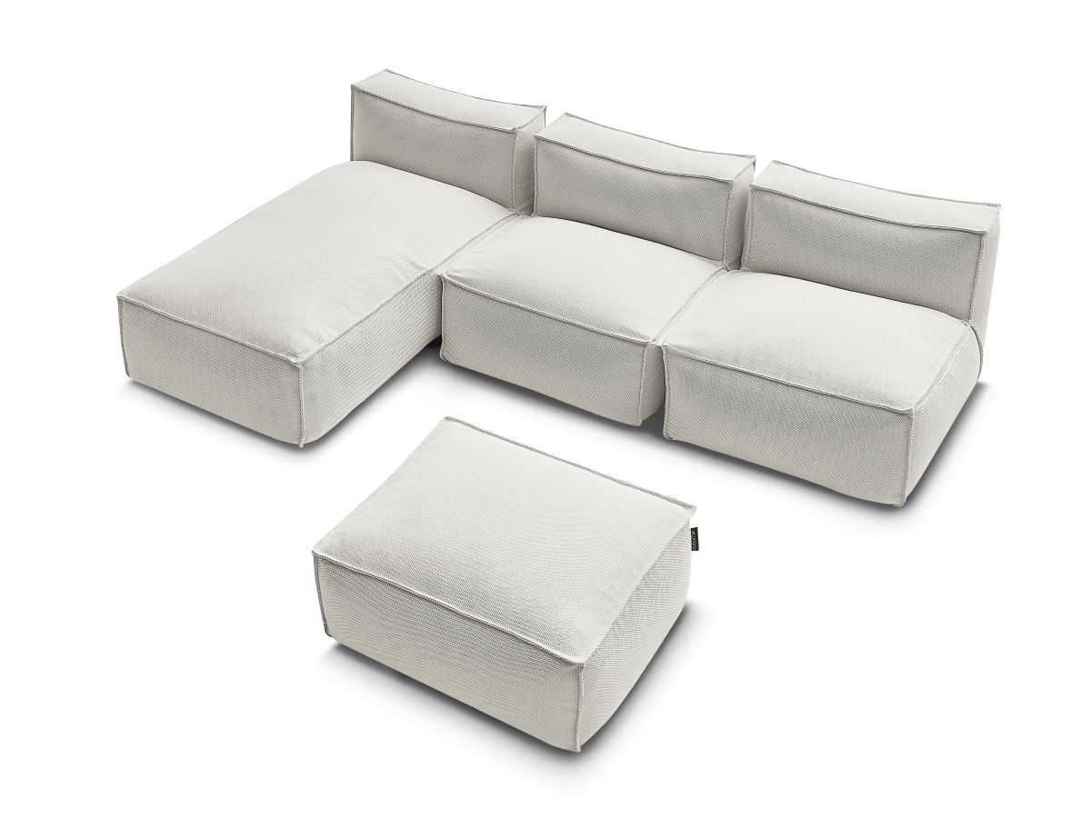 Bobochic Biarritz Gartensofa 4-Sitzer mit Pouf 252 × 168 cm Melange-Stoff Beige