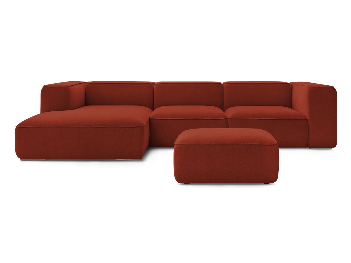 Bobochic Zephyr Ecksofa mit Pouf 349 × 165 cm Strukturstoff Orange Ecke links