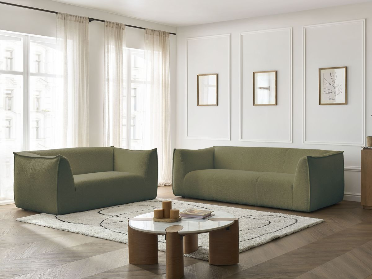 Bobochic Giorgia Sofa 5-Sitzer 412 × 100 cm Bouclé-Stoff Grün