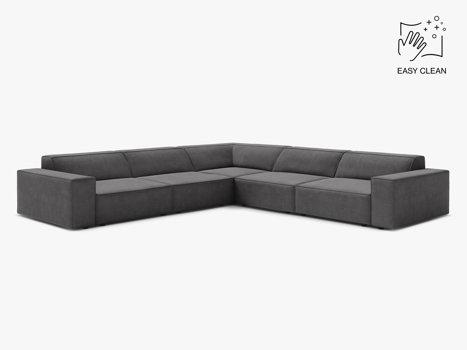 Micadoni Symmetrisches Ecksofa Jodie 6-Sitzer Samt Venus Grau
