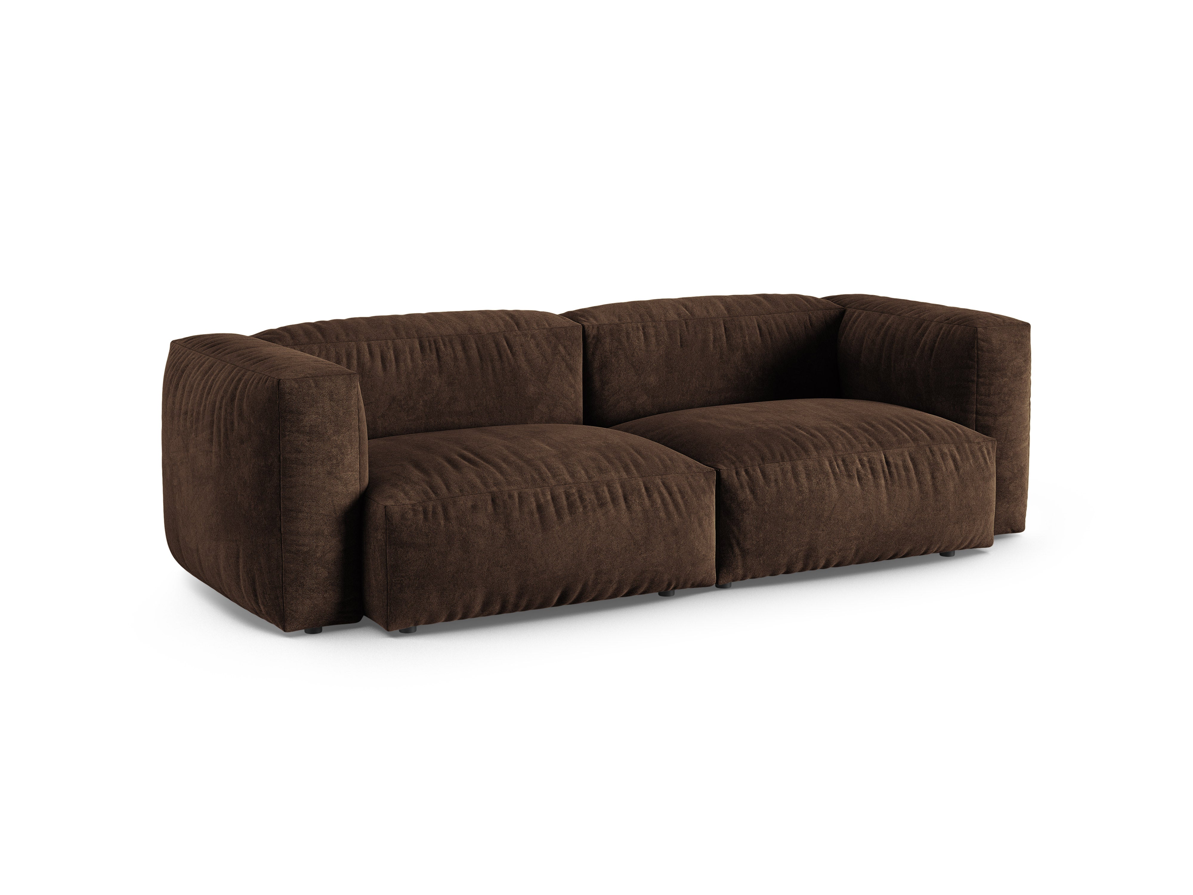 Micadoni Sofa Martina 3-Sitzer 90cm Sitztiefe Samt Vogue Schokolade