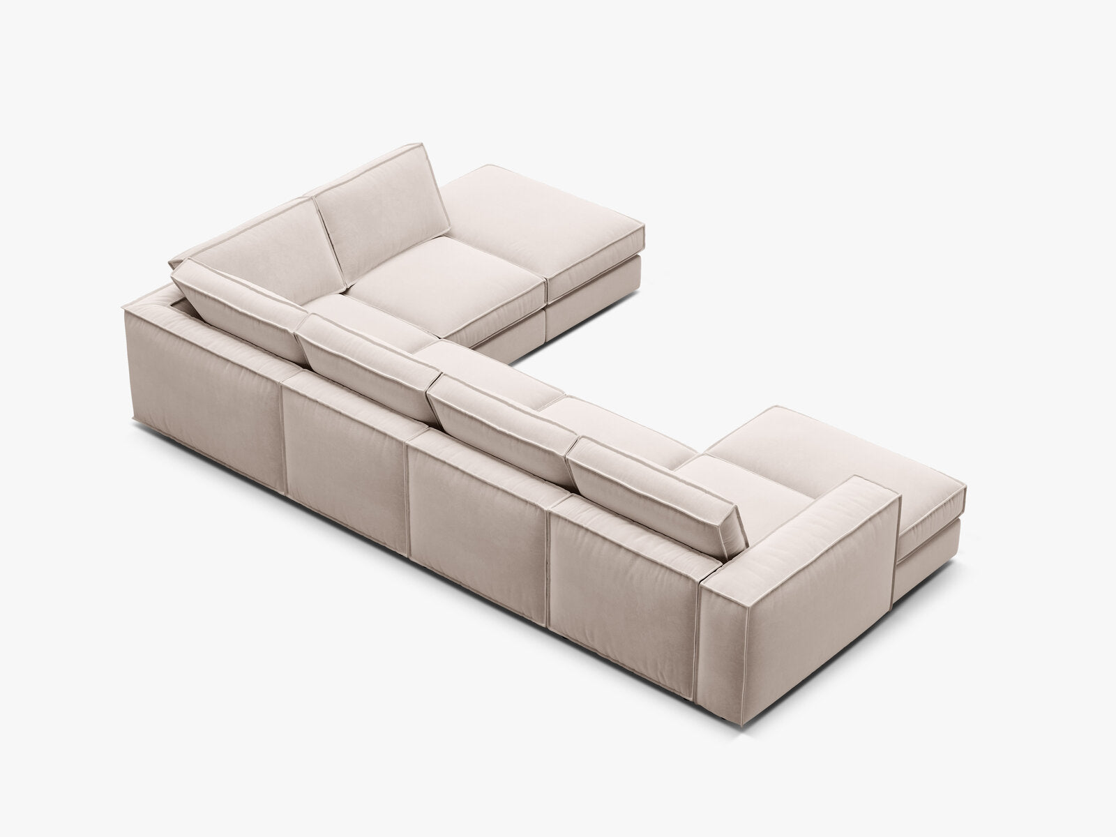 Micadoni modulares Panorama Ecksofa Pola 5-Sitzer Rechts Samt Salvador Beige