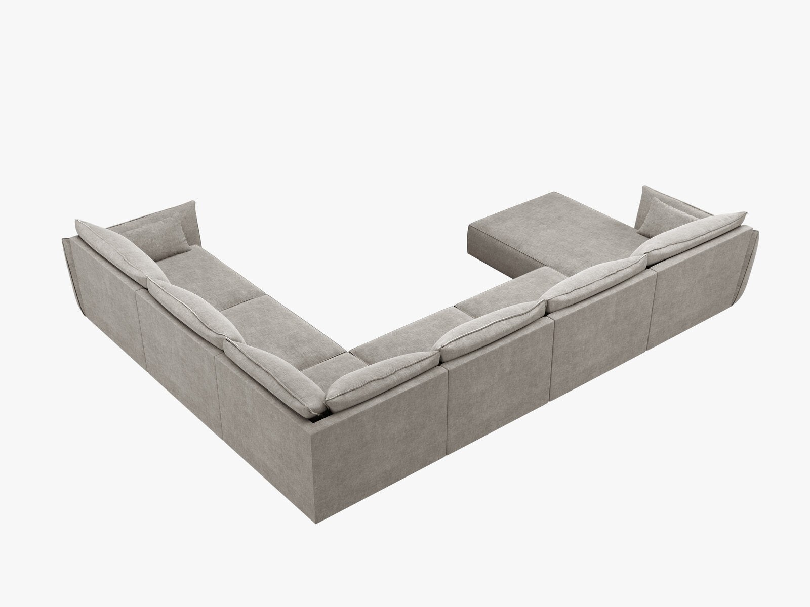 Micadoni Panorama-Ecksofa Kaelle 8-Sitzer Rechts Chenille Over The Horizon Hellgrau