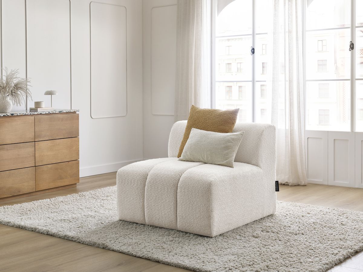 Bobochic Annecy Sofamodul 1-Sitzer Bouclé-Stoff Weiß