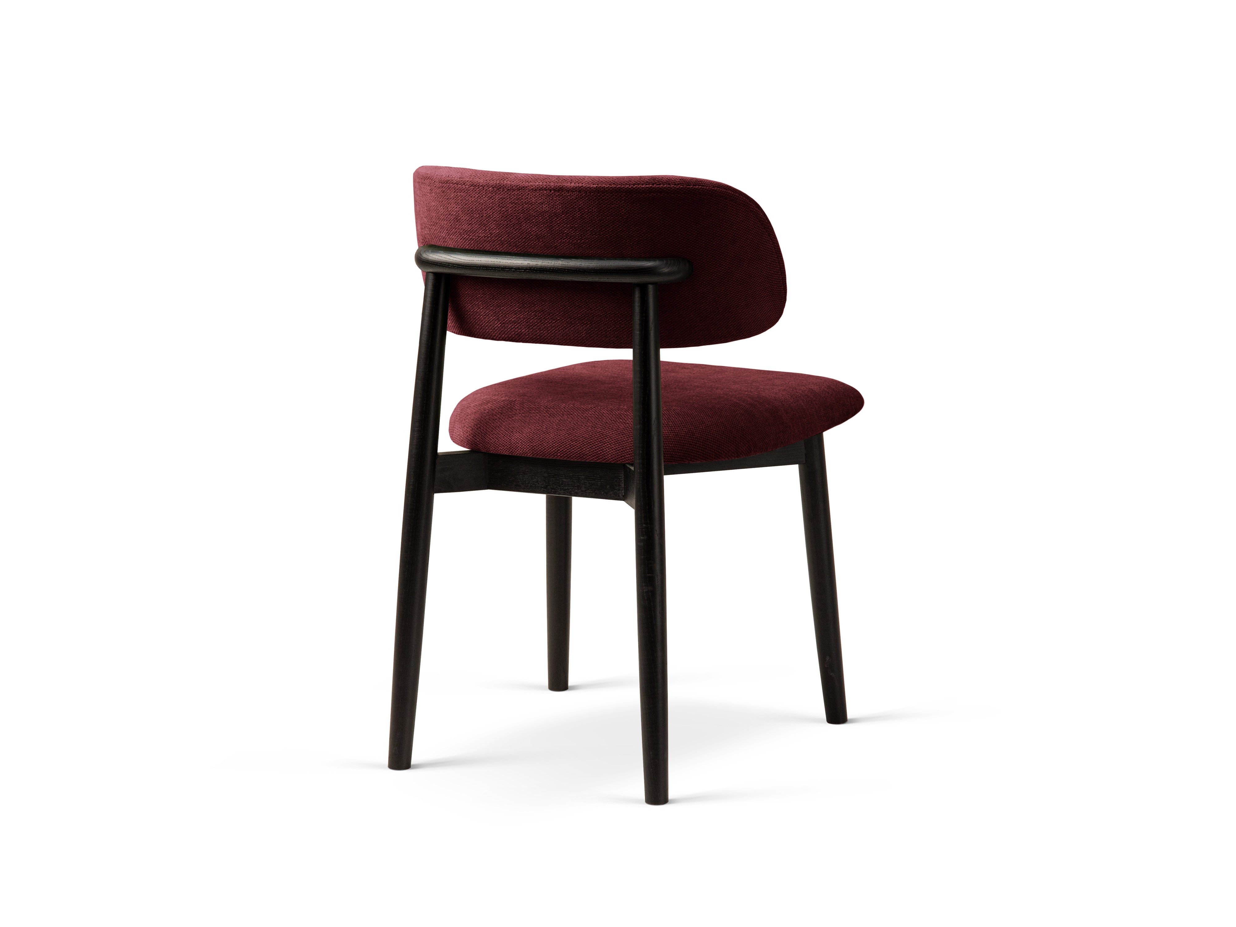 Micadoni Stuhl Evan Chenille Rebel Bordeaux Schwarzes Buchenholz