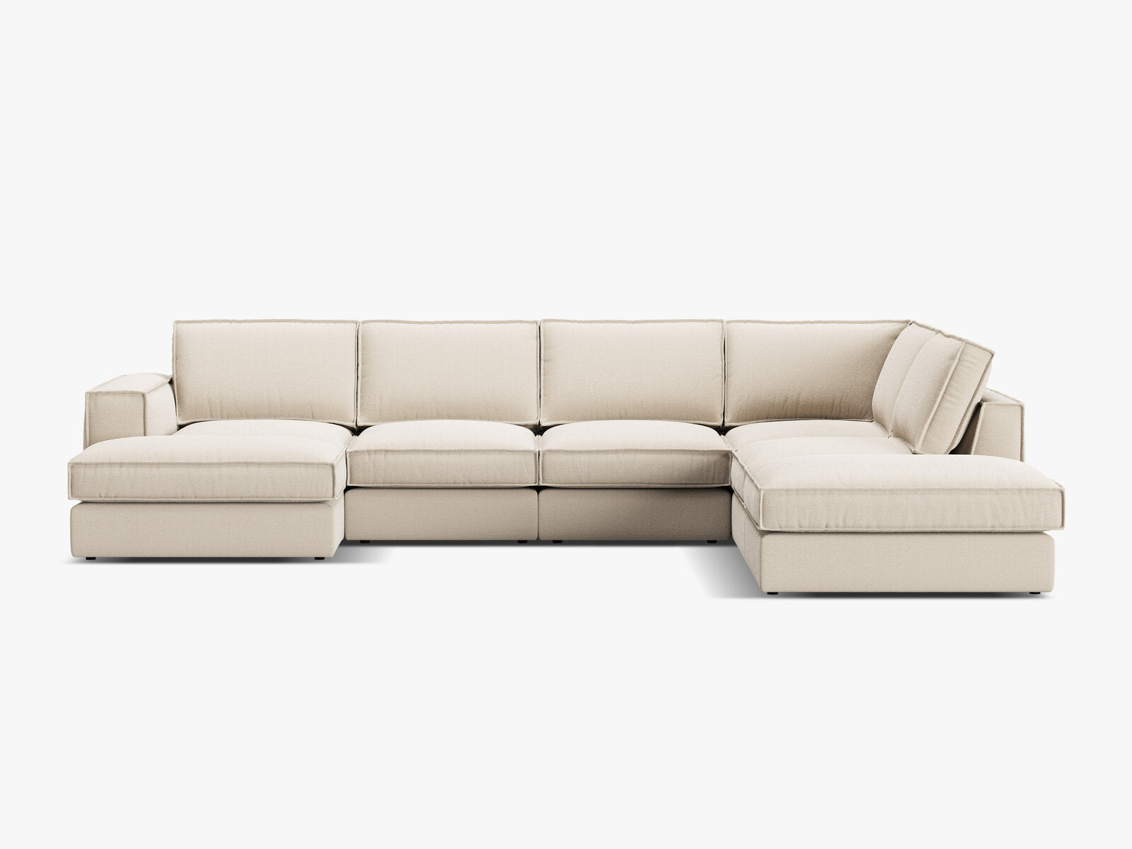 Micadoni modulares Panorama Ecksofa Pola 5-Sitzer Rechts Strukturierter Stoff Babel Beige