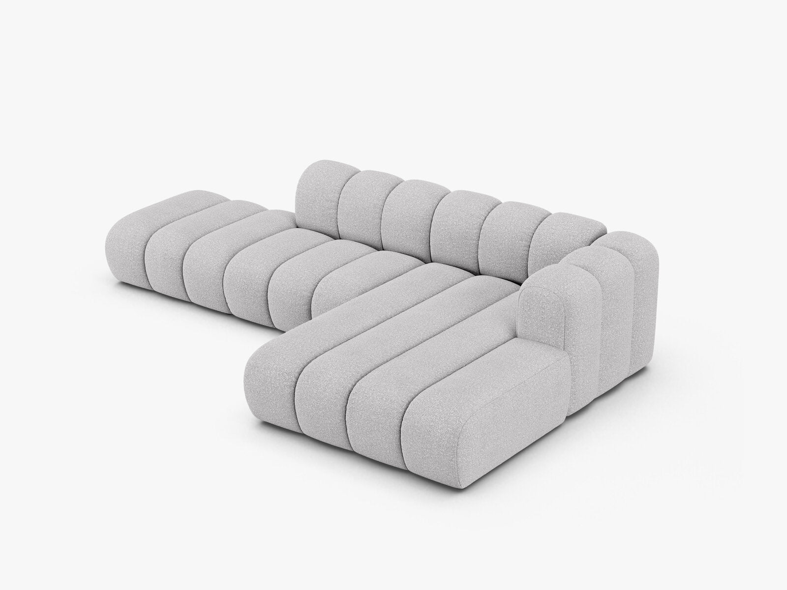 Micadoni Modulares Ecksofa offen Lupine 5-Sitzer Rechts Boucle Baloo Hellgrau
