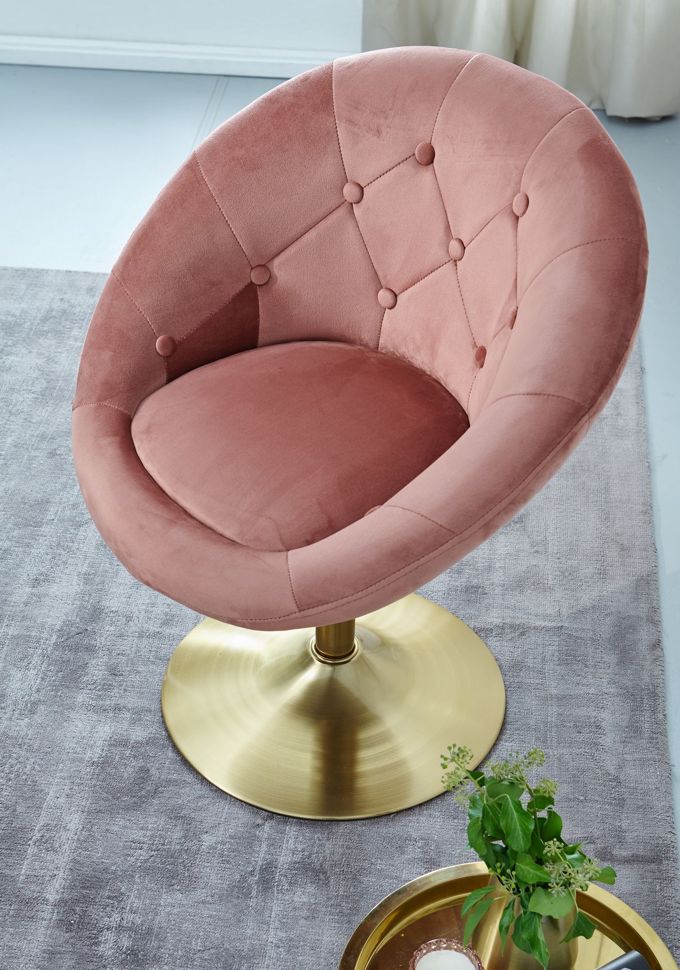 Loungesessel Fresvik Samt Rosa 67 × 62 × 100 cm
