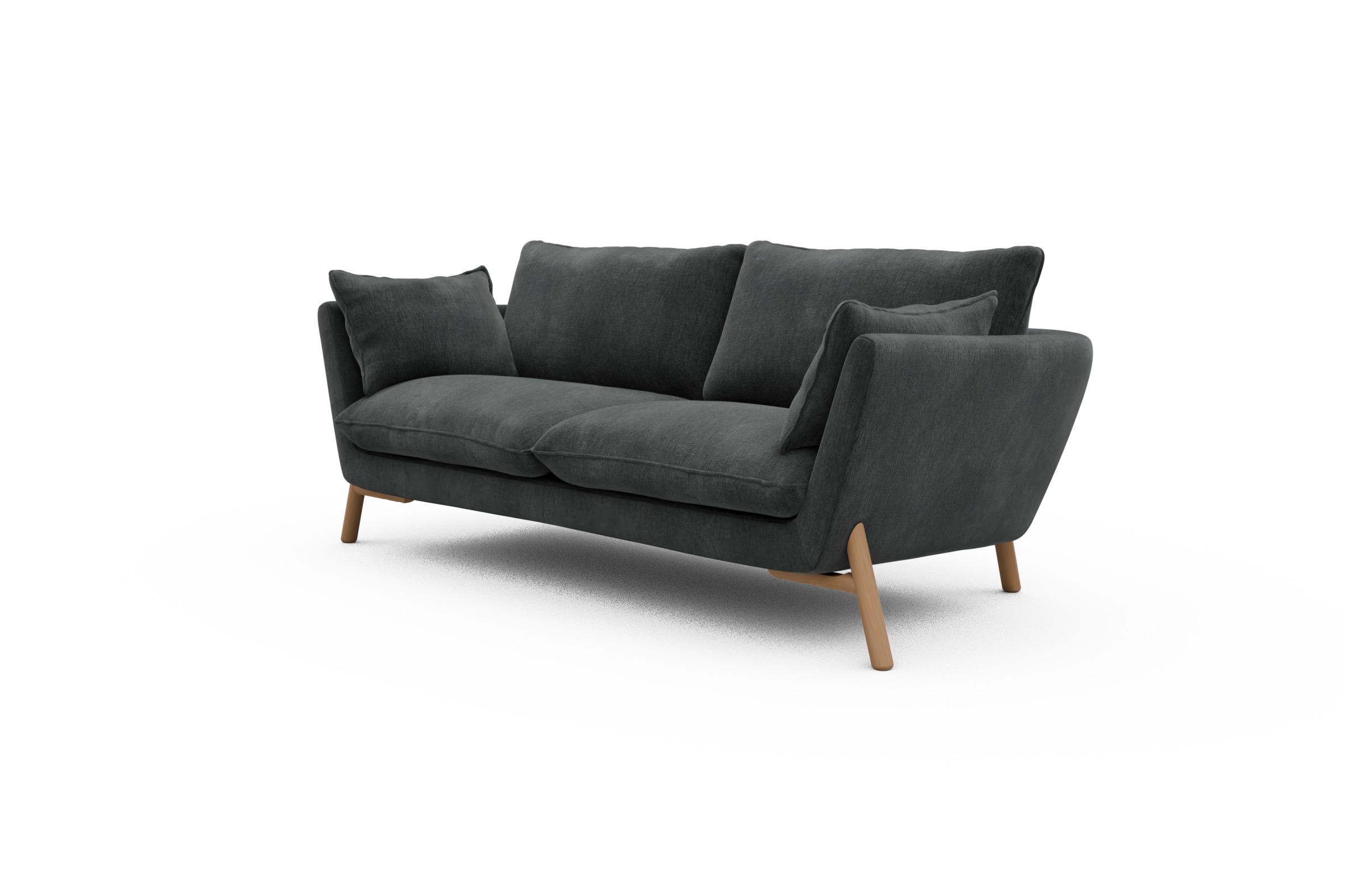 Sofa Emil 2-Sitzer Beinfarbe Eiche Natur Smooth-Deep-Warm-Grey