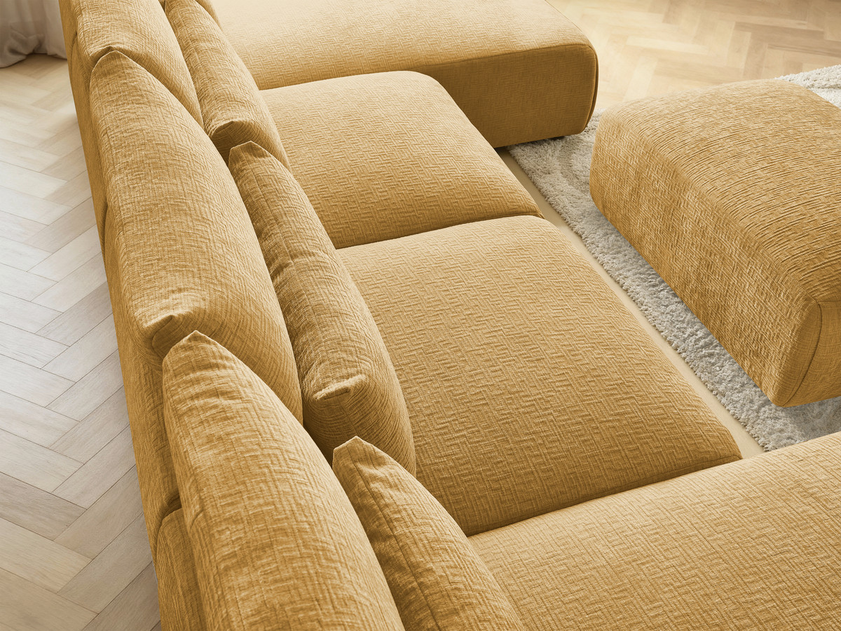 Bobochic Jana Wohnlandschaft mit kleinem Pouf Strukturstoff Gelb
