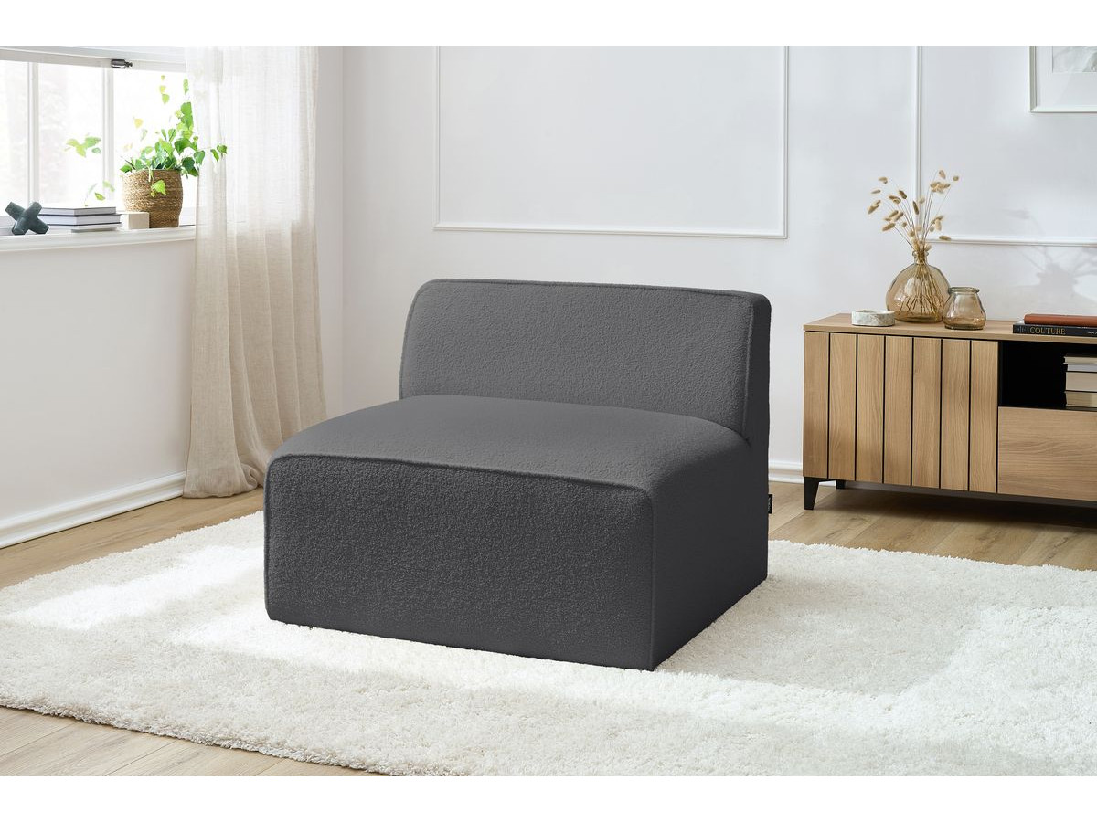 Bobochic Megeve Sofamodul 1-Sitzer Bouclé-Stoff Dunkelgrau