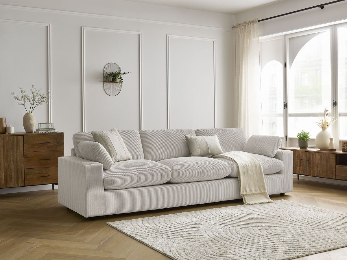 Bobochic Belair Sofa 4-Sitzer Cordsamt Beige