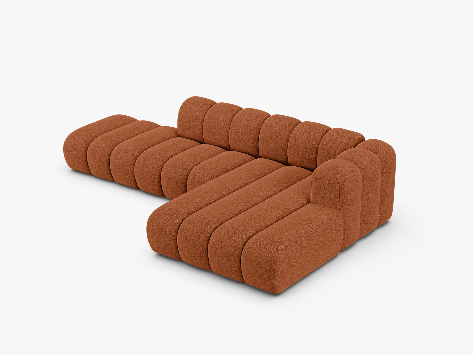 Micadoni Modulares Ecksofa offen Lupine 5-Sitzer Rechts Chenille Eden Ziegel