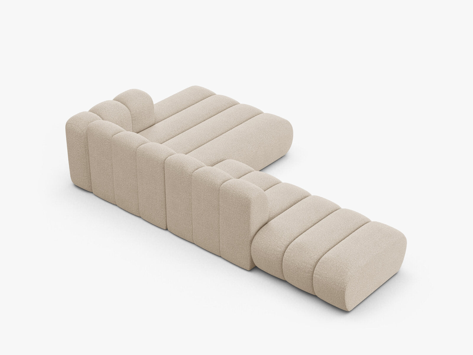 Micadoni Modulares Ecksofa offen Lupine 5-Sitzer Rechts Boucle Baloo Beige