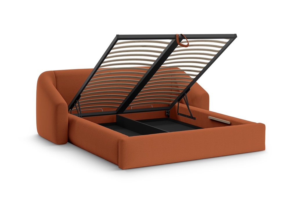 Cosmopolitan Design Stauraumbett mit Kopfteil Campi 180x200 Strukturierter Stoff Moly Ziegel