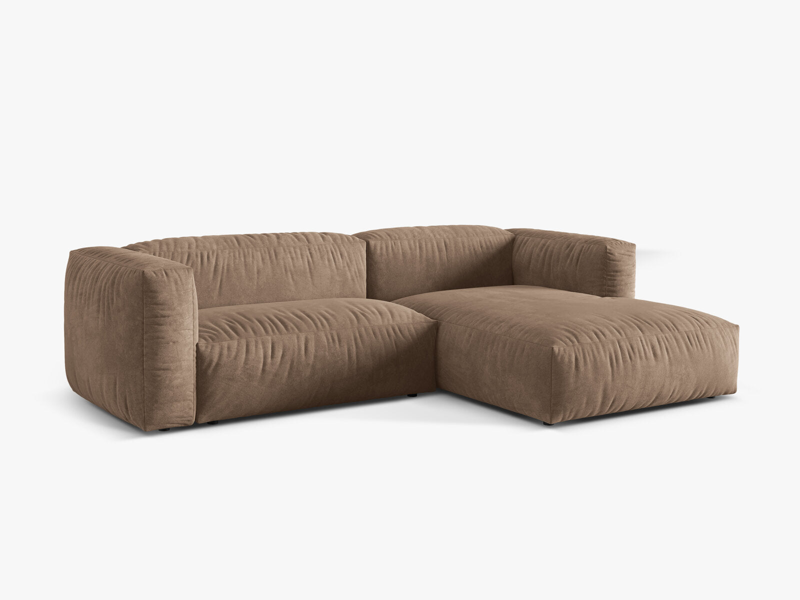Micadoni Ecksofa Martina 2-Sitzer Rechts Samt Vogue Dunkelbeige