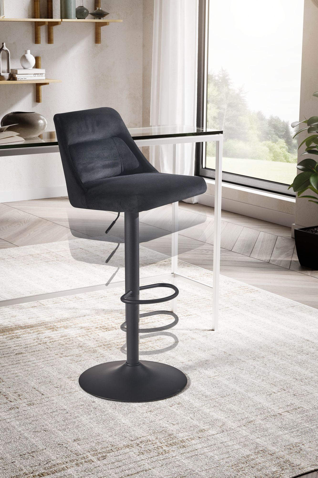 Barhocker Gurskoy Samt Schwarz 45 × 51 × 106 cm