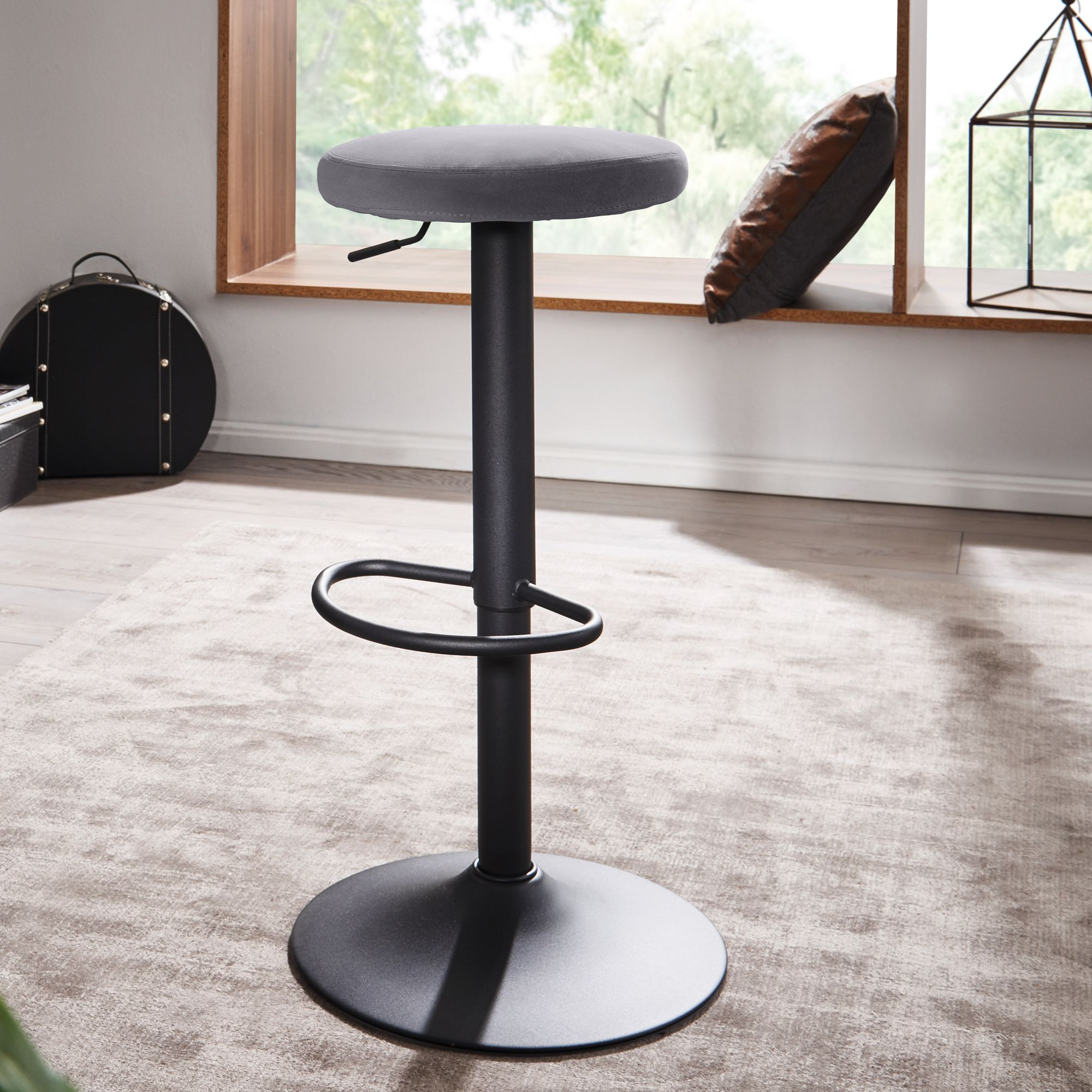 Barhocker Kaldbak Samt Grau 40 × 40 × 79 cm