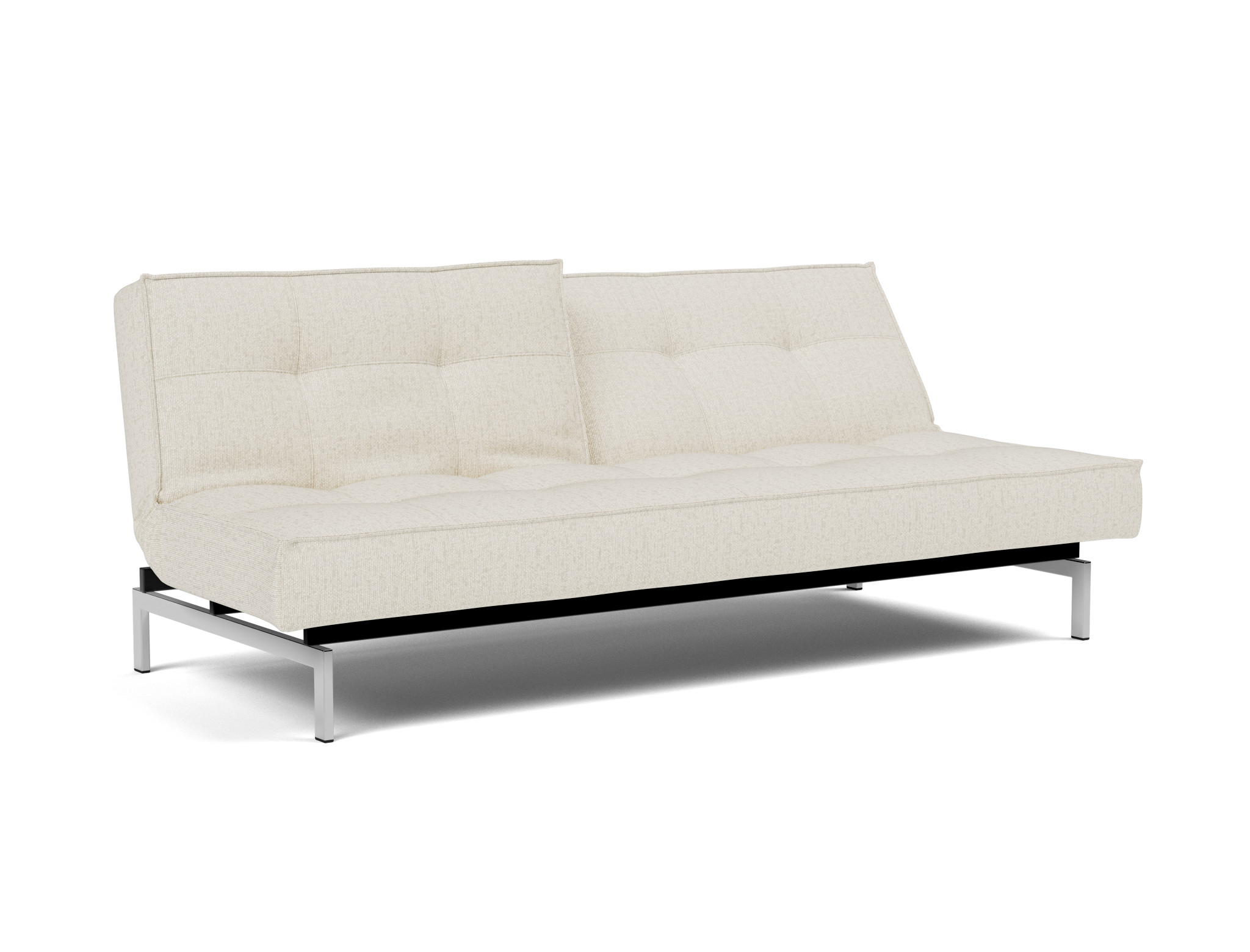 Schlafsofa Splitback Boucle Skandi 531-Off-White Beine Chrom