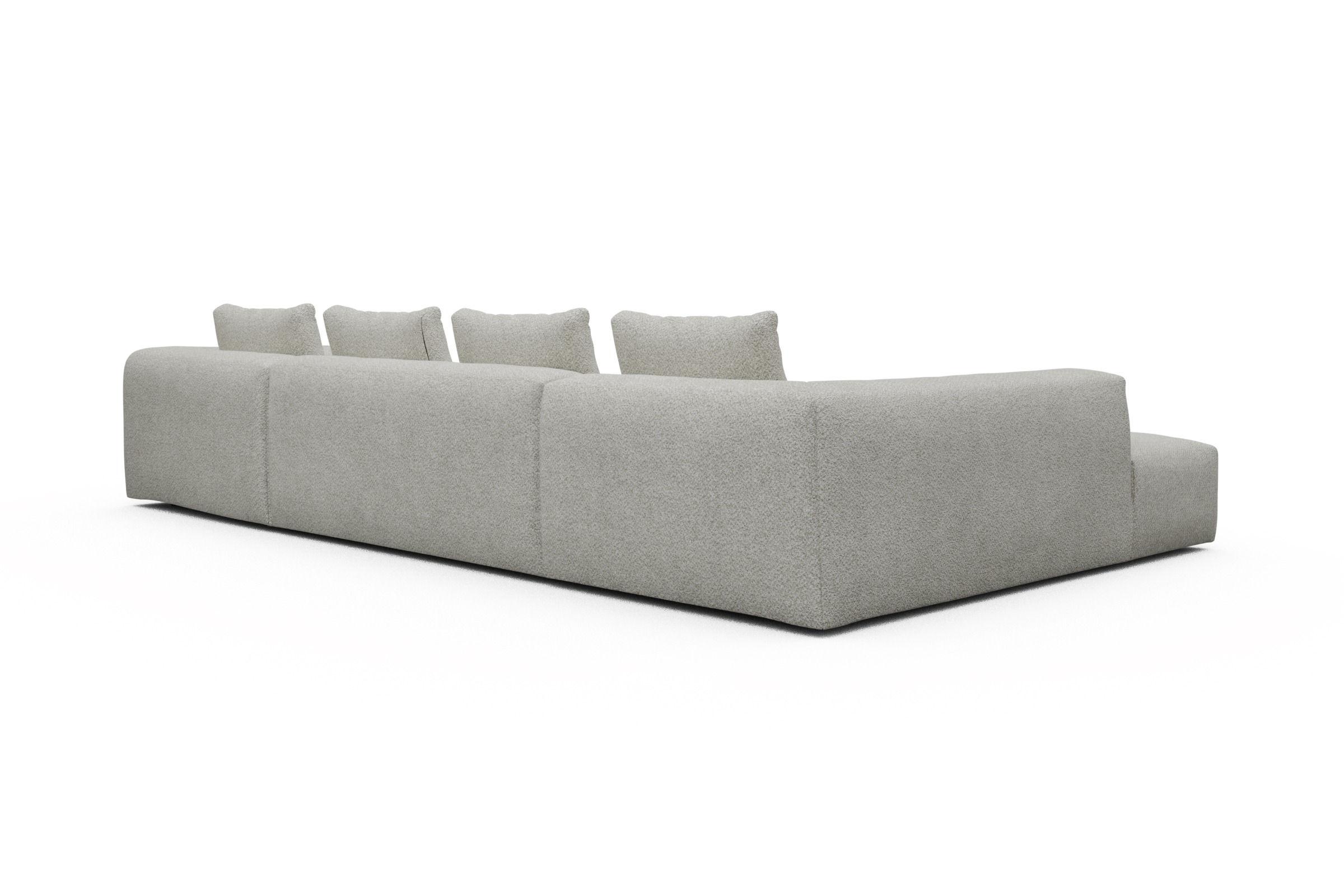 Wohnlandschaft Fred Relax-Ecke links mit 2-Sitzer und Chaiselongue rechts Vanora-Warm-Sand