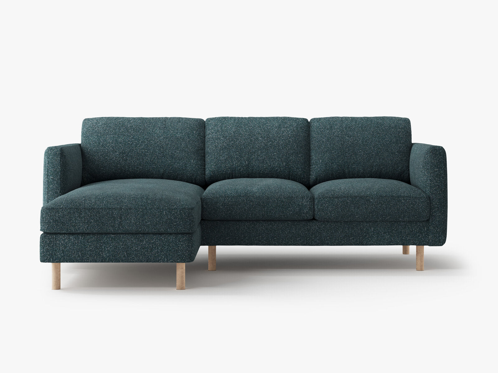 Micadoni Ecksofa Eden 3-Sitzer Links Strukturierter Stoff Grün Blau Melange