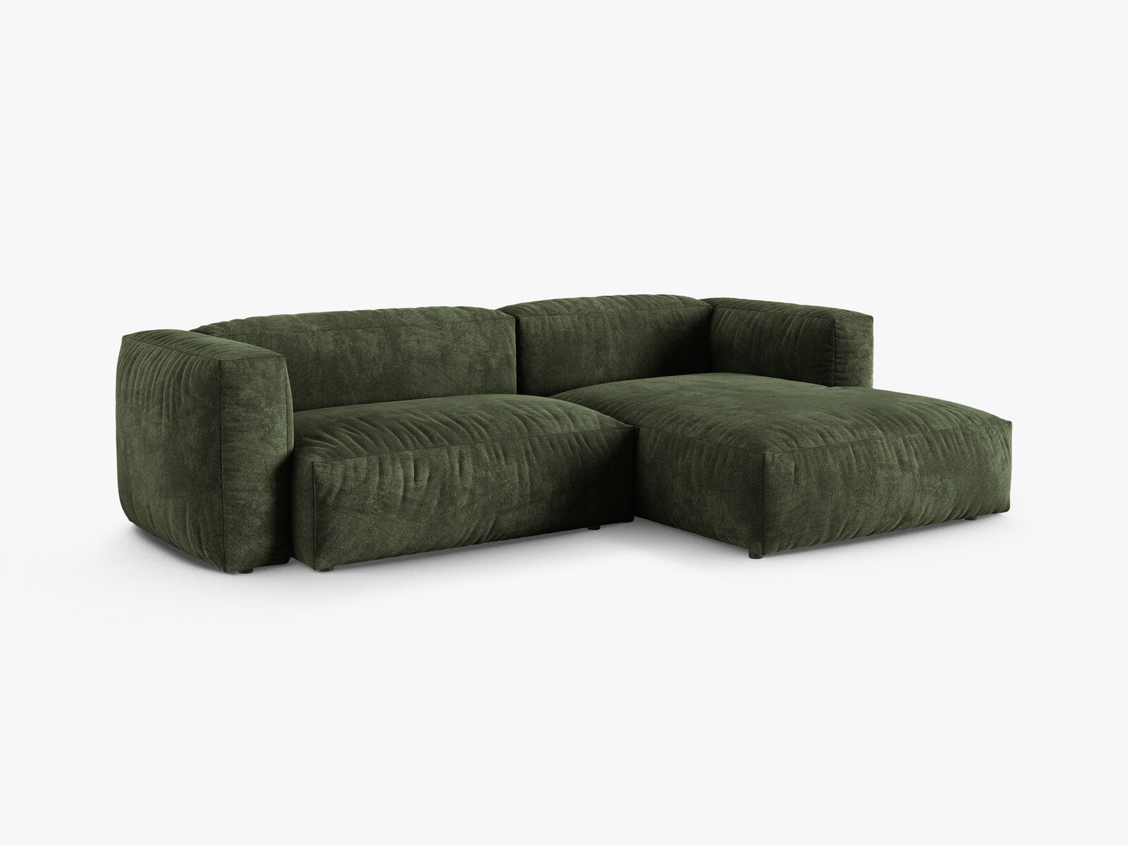 Micadoni Ecksofa Martina 2-Sitzer 90cm Sitztiefe Rechts Samt Vogue Grün