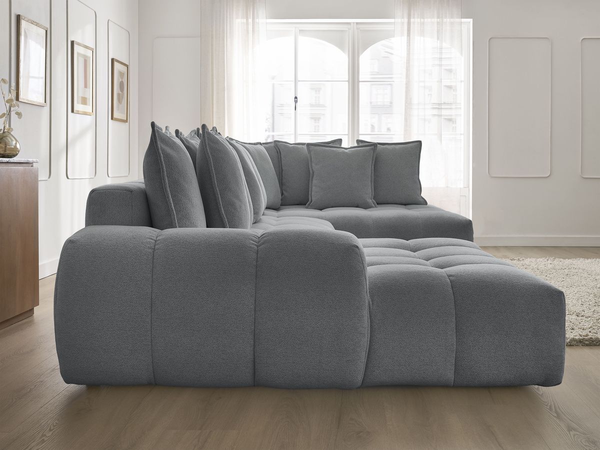 Bobochic Everest Wohnlandschaft, 14 Kissen Melange-Stoff Dunkelgrau Ecke links