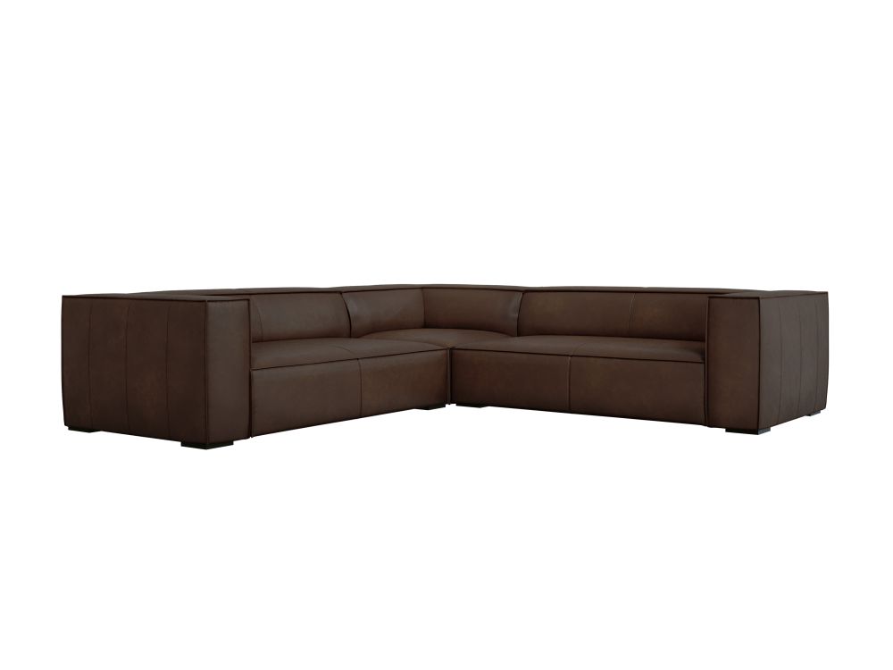 Cosmopolitan Design Symmetrisches Ecksofa Turin 5-Sitzer Leder Granada Dunkelbraun