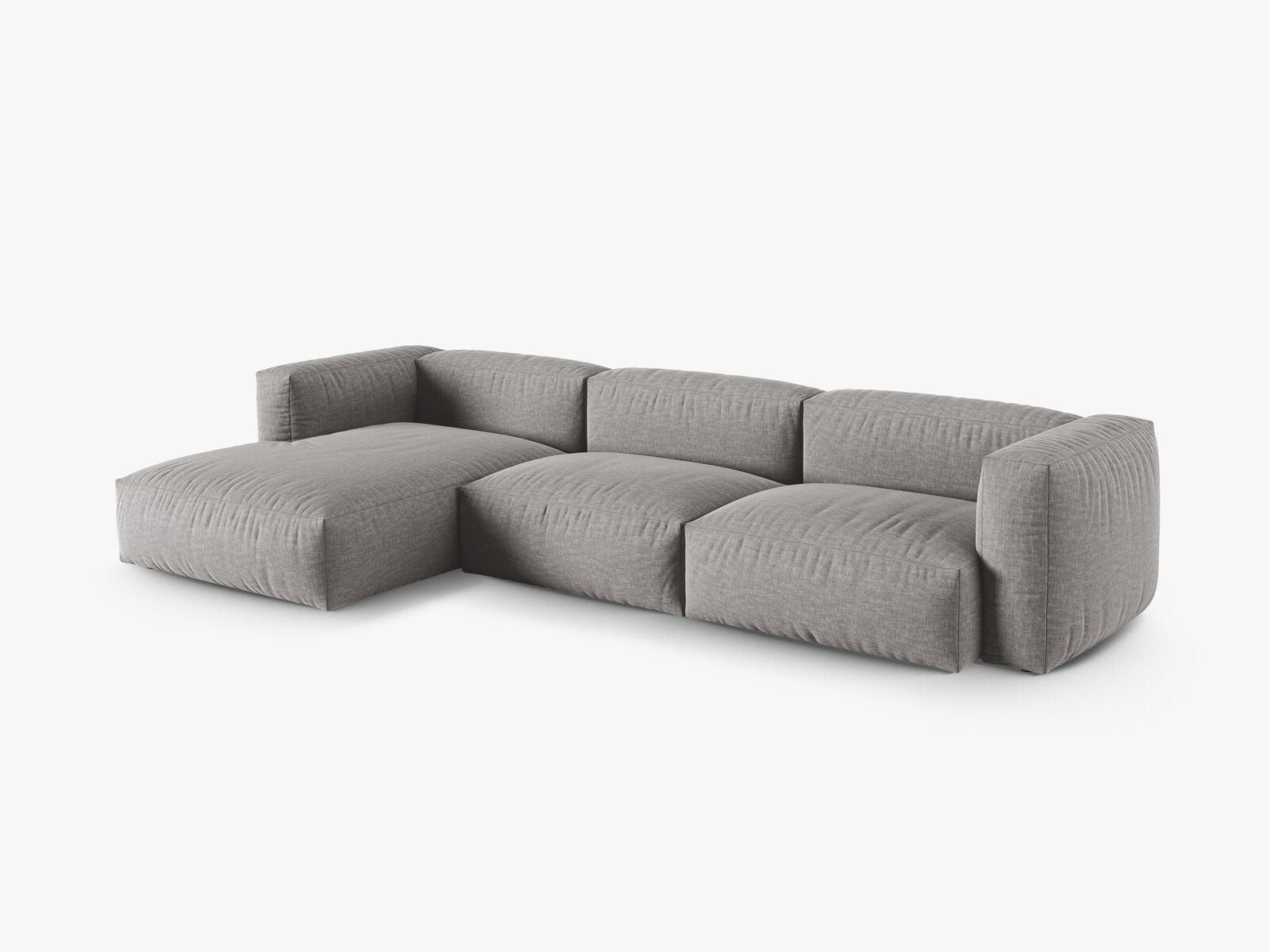 Micadoni Ecksofa Martina 3-Sitzer 90cm Sitztiefe Links Strukturierter Stoff Boston Hellgrau