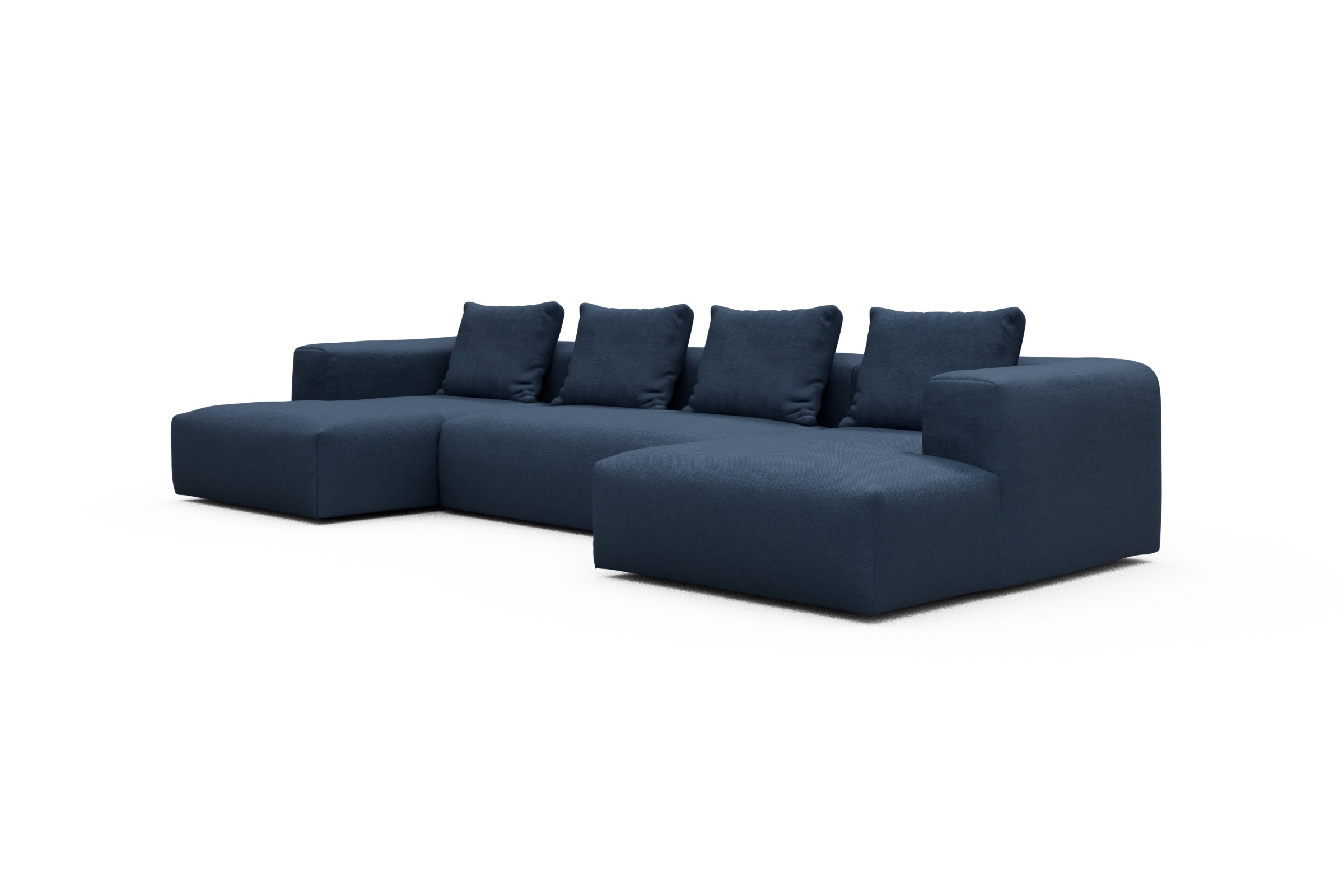 Wohnlandschaft Fred mit 2-Sitzer und Chaiselongue beidseitig Weda-Blue