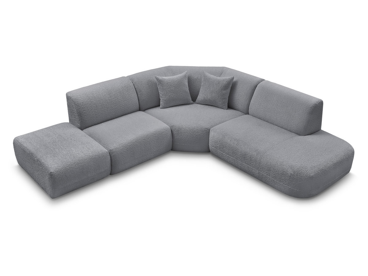 Bobochic Anda Ecksofa 279 × 264 cm Chenille Grau Ecke rechts
