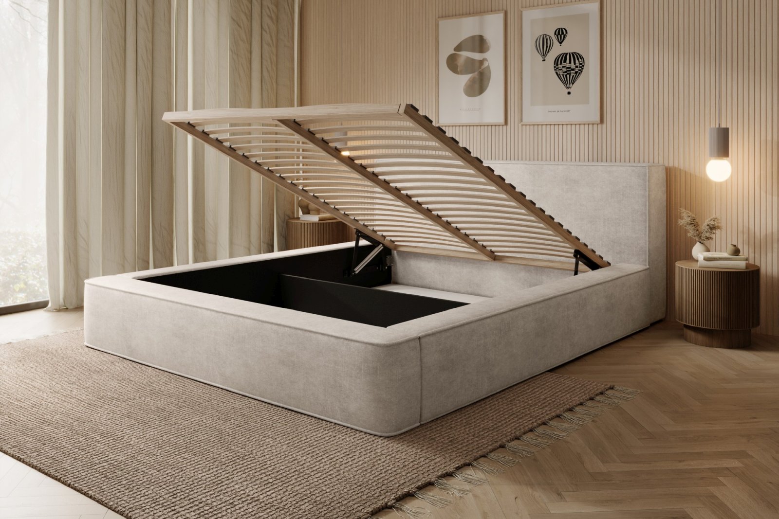 Polsterbett Delano Samtstoff 160x200 mit Holzrahmen Macau Pearl