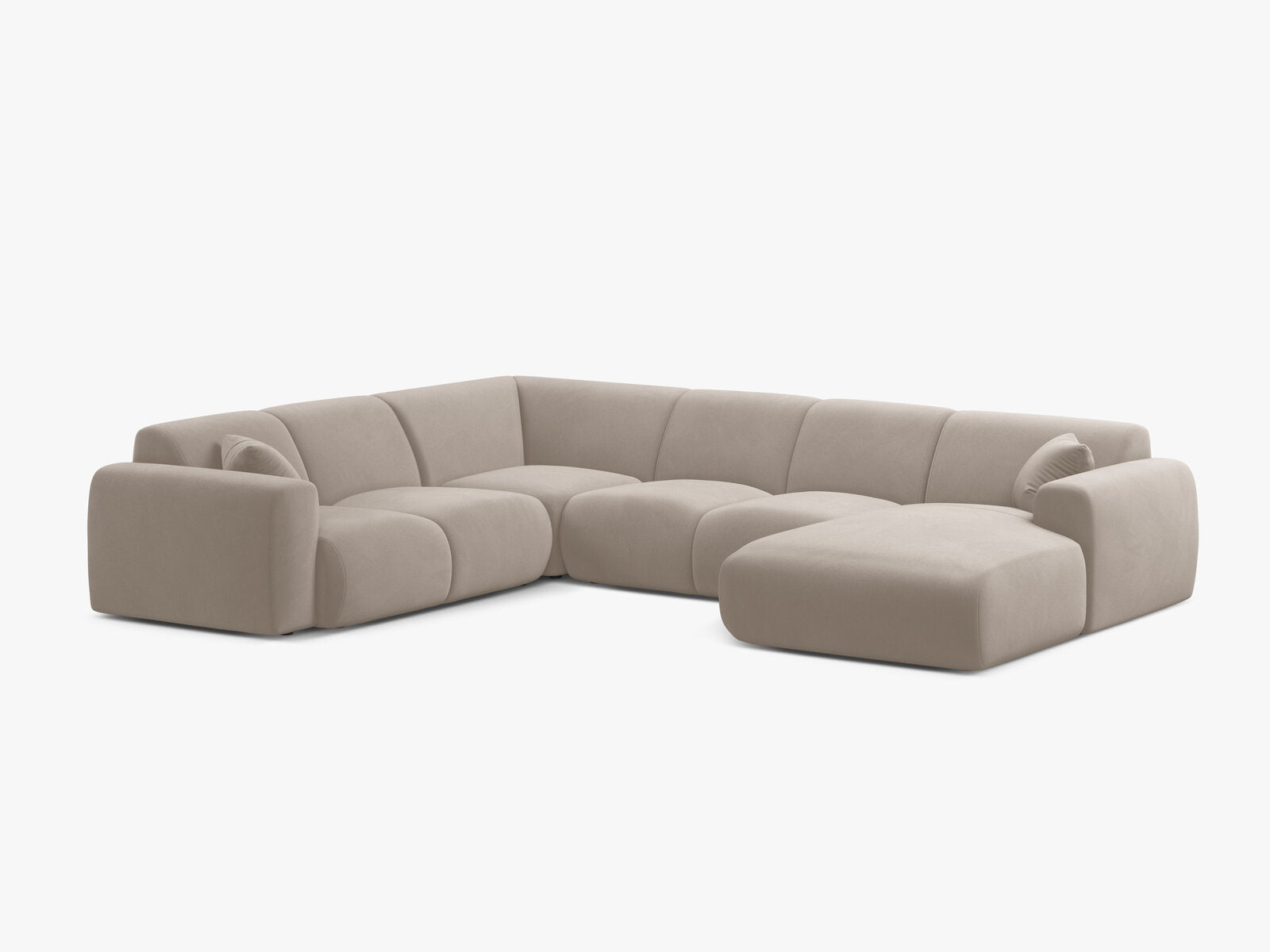 Micadoni Molino Panoramasofa 6-Sitzer Links Samt Casino Helles Beige