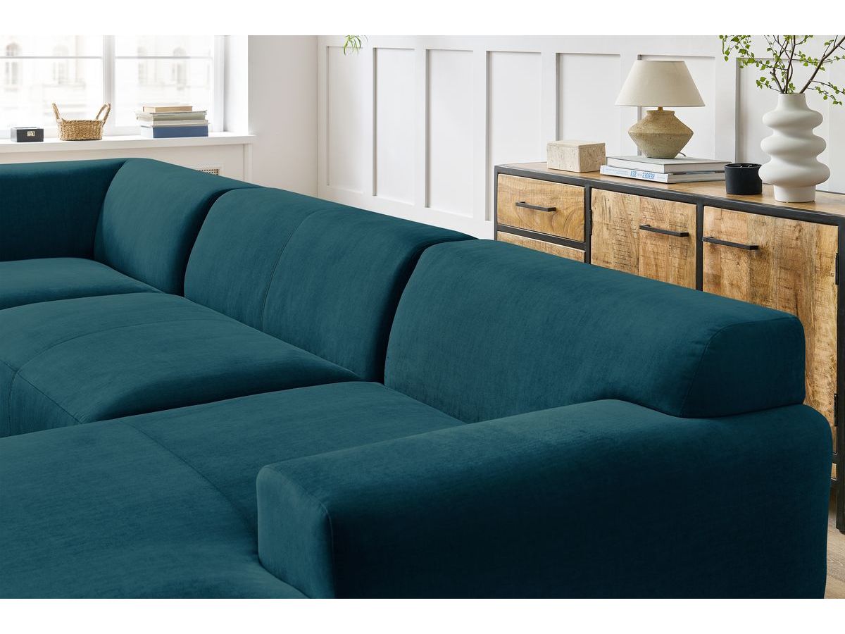 Bobochic Lavena Wohnlandschaft 359 × 220 cm Samt Dunkelblau Ecke rechts