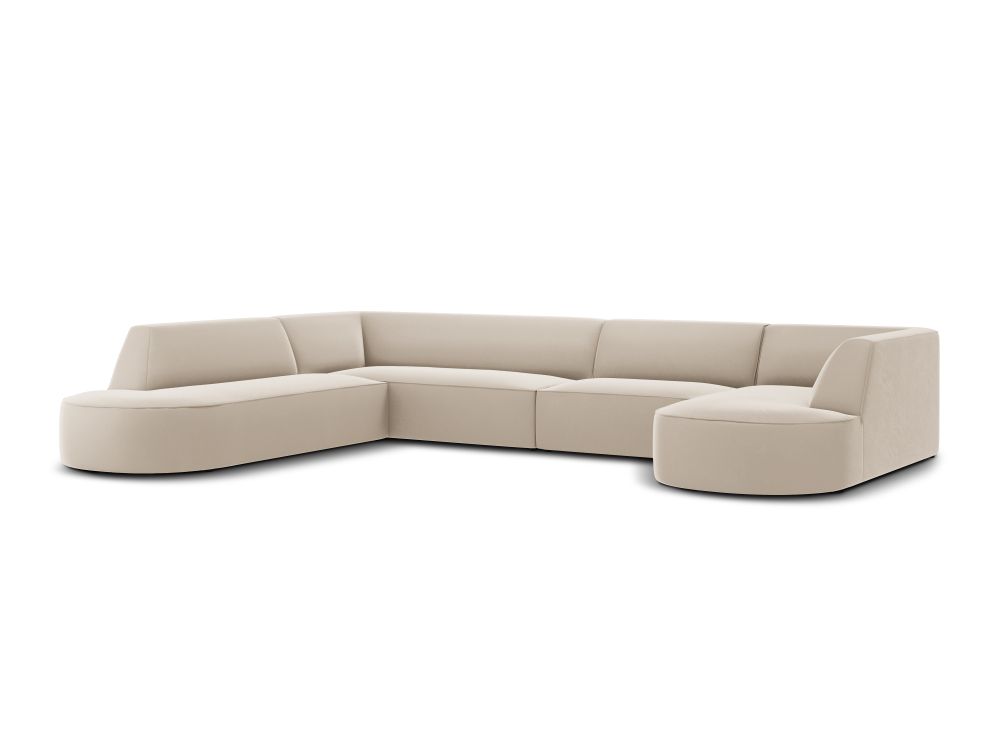Cosmopolitan Design Panoramasofa Siena 7-Sitzer abgerundet Samt Salvador Beige Links
