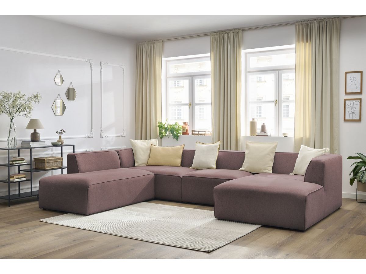 Bobochic Megeve Wohnlandschaft Melange-Stoff Rosa Ecke rechts